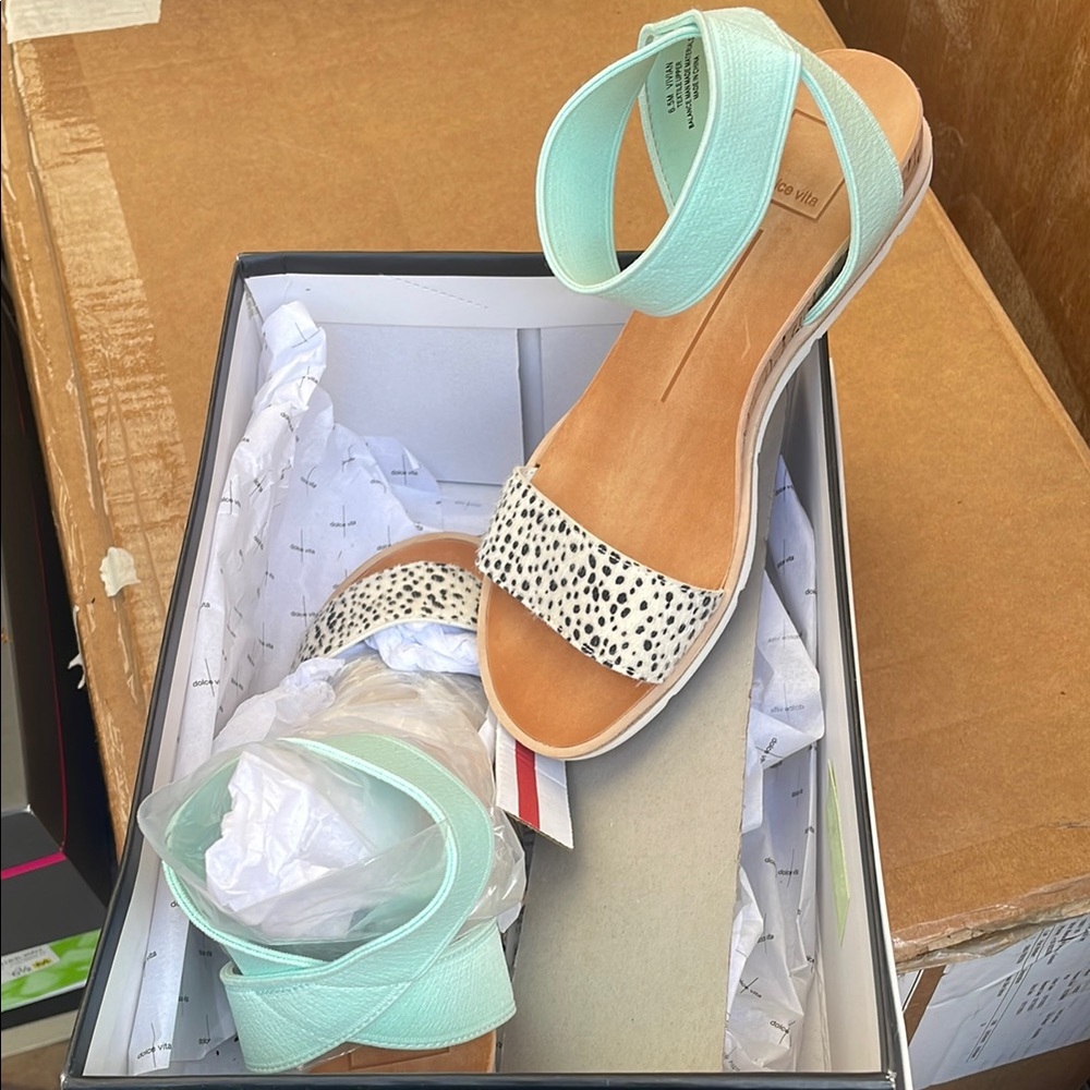 Dolce Vita Mint and Animal Print Women's Sandals